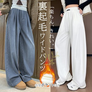 【10/09！クーポン利用で1,602円】ワイドパンツ レディース 裏起毛 秋冬 パンツ 暖かい 防寒 4タイプ デニム