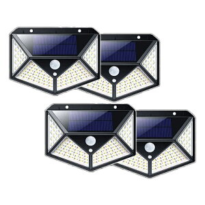 \全品35%OFF!神無月、最後のごほうびセール!/ ソーラーセンサーライト 4個セット 人感センサー付き 屋外用 自動点灯 IP65防水 高感度120°広角照射 壁掛け 防犯ライト 玄関 駐車場 節電対