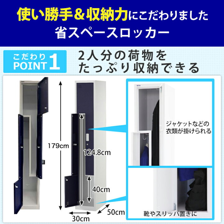 楽天市場】スリムロッカー 2人用L字 オフィス 更衣室 完成品 1列 