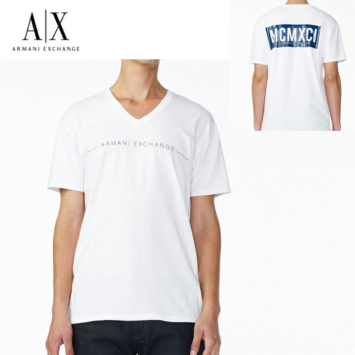 楽天市場 アメリカ正規入荷 Armani Exchange アルマーニ エクスチェンジa X メンズ Vネック Tシャツ T Shirt Ax569 ホワイト 正規 5445楽天市場店