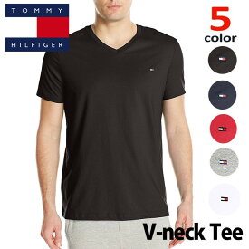 【TOMMY HILFIGER】トミーヒルフィガーメンズ　Vネック コットン100％ Tシャツ t397 レッド ブラック ネイビー ホワイト