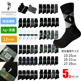2点購入で300円OFFクーポンあり メンズ 靴下 消臭 ソックス 5足セット Ag抗菌 おしゃれ ブランド 靴下 レディースOK 通学通勤にワンポイントソックス 23-29cm 無地 アーガイル メッシュ ユニセックス ビジネス対応　WESTERNPOLOTEXAS　 zakka84