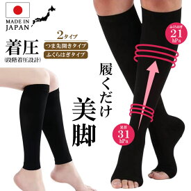 2点購入で500円OFFクーポンあり　日本製 着圧 ソックス ふくらはぎ 段階着圧 レディース 就寝 靴下 某有名アイテムと同編み機で生産 送料無料