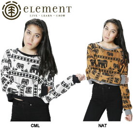【ELEMENT】エレメント PARADE レディース 長袖トップス ロングスリーブ トレーナー ショート丈 総柄 ストリート スケートボード Sサイズ 2カラー【正規品】