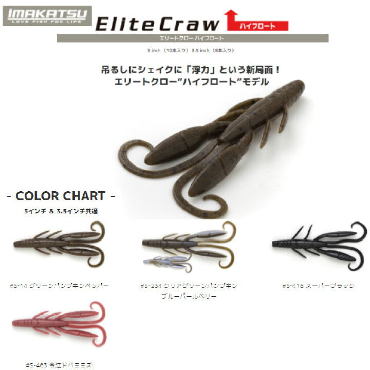 楽天市場 Imakatsu イマカツ Elite Craw Hight Float エリートクロー ハイ フロート ザリガニ ベイト 疑似餌 釣り バスフィッシング ノーシンカー 今江 克隆 正規品 Surf Snow ５４ｔｉｄｅ