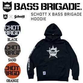 【BASS BRIGADE】バスブリゲード 2022秋冬 SCHOTT X BASS BRIGADE HOODIE メンズ パーカー プルオーバー アウトドア フィッシング トップス M/L/XL/XXL 3カラー【あす楽対応】