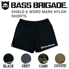 【BASS BRIGADE】バスブリゲード 2022春夏 SHIELD & WORD MARK NYLON SHORTS メンズ ナイロンショーツ ハーフパンツ アウトドア フィッシング 水陸両用 S/M/L/XL 4カラー【あす楽対応】