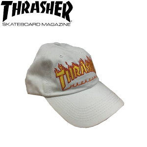 �yTHRASHER�z�X���b�V���[ 2017�H�~ FLAME OLD TIMER HAT �����Y�L���b�v �X�g���b�v�o�b�N �X�q �X�P�[�g�{�[�h �X�P�{�[ WHITE