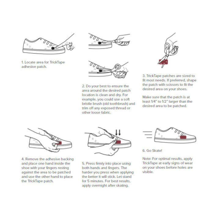 トリックテープ TrickTape 靴補修テープ スケートボード スケボー 6カラー 1枚 単品販売 Adhesive Shoe Patches 出色