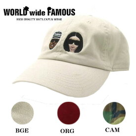 【WORLD WIDE FAMOUS】ワールドワイドフェイマス 2019春夏 KIMYE風CAP3 レディース メンズ 帽子 キャップ 3カラー BEG ORG CAM ベージュ オレンジ カモ【あす楽対応】