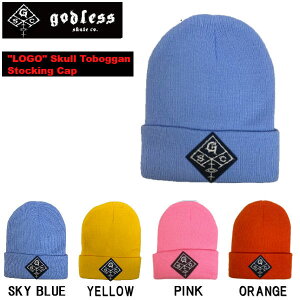 �ygodless�z�S�b�h���X SKATEBOARD LOGO Skull Toboggan Stocking Cap �r�[�j�[ �j�b�g�X �X�P�[�g�{�[�h �X�P�{�[ 54TIDE 54PARK ONE SIZE 4�J���[