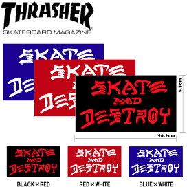 【THRASHER】スラッシャー SKATE&DESTROY M Sticker ステッカー スケートボード スケボー シール 10.2cm×5.1cm 3カラー【あす楽対応】