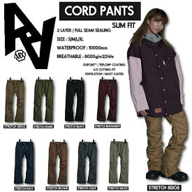 【AA HARD WEAR】ダブルエーハードウェア 2021-2022 CORD PANTS レディース スノーパンツ スノーウェア スノーボード S/M/L/XL 8カラー