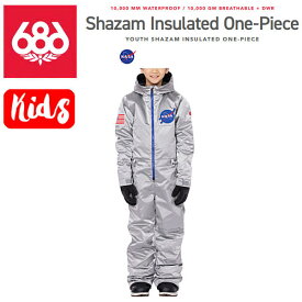 【686】2022/2023 YOUTH Shazam Insulated One-Piece NASA キッズ ワンピース つなぎ 防水 子供 スノーボード S/M/L シルバー【あす楽対応】