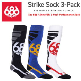 【686】2022/2023 シックスエイトシックス MENS Strike Sock 3-Pack メンズ ストライクソックス 3Pセット スノーボード S/M L/XL 3足1セット【あす楽対応】