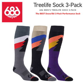 【686】2022/2023 シックスエイトシックス MENS Treelife Sock 3-Pack メンズ ツリーライフソックス スノーボード S/M L/XL 3足1セット【あす楽対応】