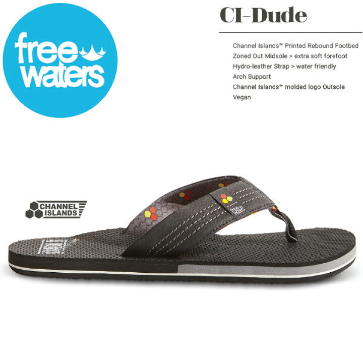 楽天市場 Freewaters フリーウォータース 17春夏 Ci Dude メンズ ビーチサンダル 靴 26 28cm Surf Snow ５４ｔｉｄｅ