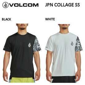 【VOLCOM】ボルコム 2023春夏 JPN COLLAGE SS BLACK/WHITE メンズ ラッシュガード ラッシュT 半袖 サーフィン スケートボード トレーニング フィットネス ジム S/M/L/XL【正規品】【あす楽対応】