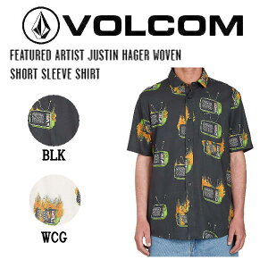 �yVOLCOM�z�{���R�� FEATURED ARTIST JUSTIN HAGER WOVEN SHORT SLEEVE SHIRT �����Y �V���c ���� �g�b�v�X �� �h�� �X�P�[�g�{�[�h �X�g���[�g �A�E�g�h�A S/M/L 2�J���[�y���K�i�z