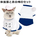 ゴロにゃんオリジナル猫服 体操服と赤白帽のセット ネイビー (27317)