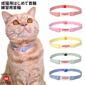 成猫用はじめて首輪 パステルダンガリー ゴロにゃんオリジナル 練習用首輪 鈴なし 外れる 安心安全