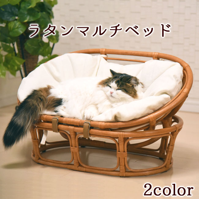 クッション取り外し可能 送料無料 シンシアジャパン ラタン マルチベッド クッション2個付 割引 猫用 3WAY 特箱 楽天市場 ベッド