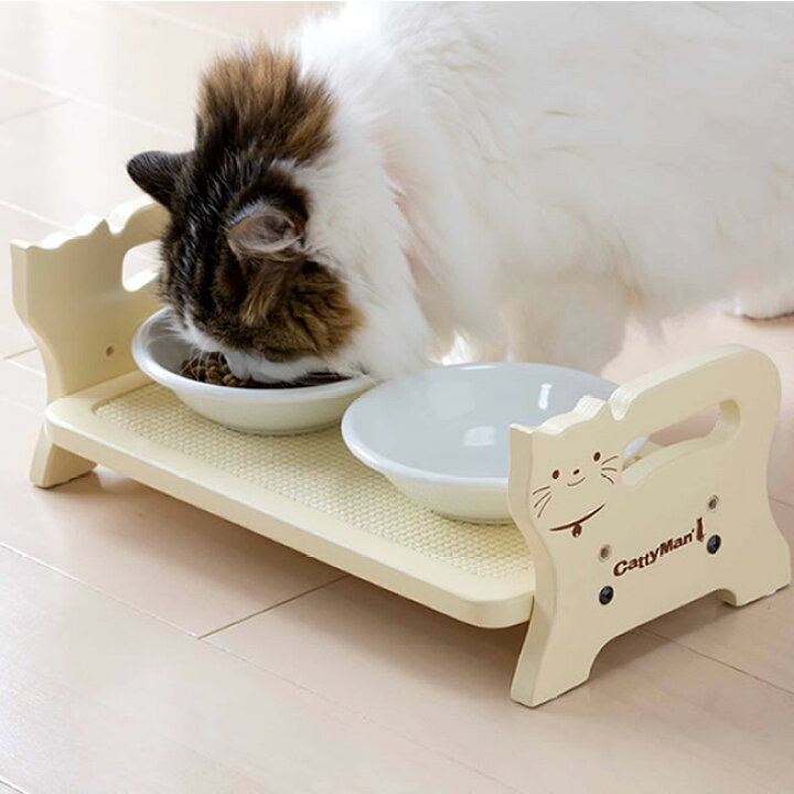 楽天市場】キャティーマン ウッディーダイニング キャット 猫用 食器台 : 猫用品のゴロにゃん 楽天市場店