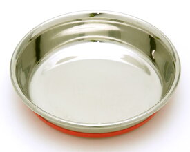 ゴム付ステンレス食器 11cm 猫 GSC-105 (赤底)猫用食器 ステンレス皿