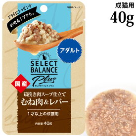 セレクトバランスPlus 鶏挽き肉スープ仕立て むね肉&レバー アダルト 40g (04190) 成猫用 ウェットフード パウチ 国産 トッピング ドライフードにプラス