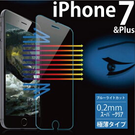 【在庫限り】スマホ フィルム iphone iPhone7 & plus 0.2mm ガラスフィルム ブルーライトカット ノーパッケージ版 iPhone7 STg液晶保護フィルム