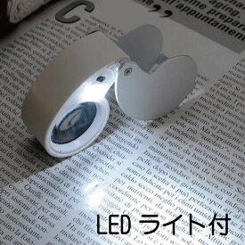 ルーペ 折りたたみ 40倍 LEDライト付 持ち運びに便利な小型タイプ 虫眼鏡 昆虫観察 野外授業 植物観察 冒険 拡大鏡 サバイバル