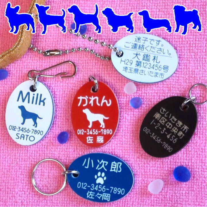 楽天市場 両面刻印 迷子札 だ円 犬のイラスト入り メール便なら 送料無料 ごえんだま