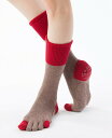 5本指ソックス 滑り止め Foot arch 撚杢バイカラー ハイクルー [130106]23-25cm ベーシックエアークッション knitido+ ニッティドプラス ヨガ ピラティス オーガニックコットン 五本指 靴下