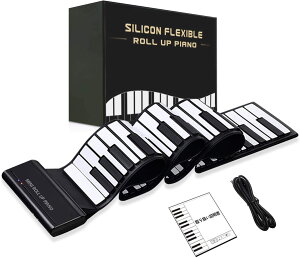 ロールピアノ 88鍵盤 電子ピアノ ピアノキーボード イヤホン/スピーカー対応 折り畳み USB 持ち運び ロールアップピアノ 電子キーボード 初心者向けセット 子供 老人 編曲/練習/演奏/進学/入