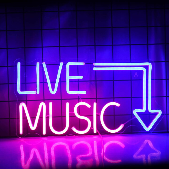 楽天市場】live musicネオンサイン 音楽ネオンライトサイン ネオンバー 
