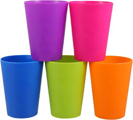 プラスチックコップ コップ カップ 耐熱 プラスチック プラカップ 260ml マルチカラー色 飲みカップ 再利用可能 耐熱プラコップ 幼稚園 保育園 ランダムカラー 15ピース