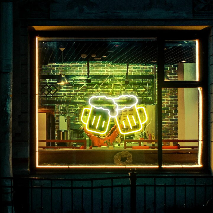 楽天市場】ビールネオンライト 乾杯レオンサイン広告ネオン看板 LED  