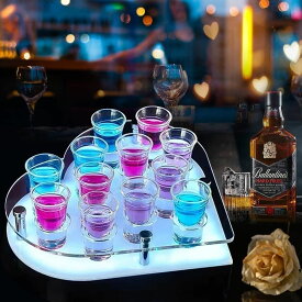 観覧車 LED酒棚の表示棚,観覧車 テキーラ，LED酒ボトルの表示棚 カクテルグラスホルダー テキーラ観覧車 LED酒グラス収納ラック充電式 カクテルグラスの棚 カラフルな光と安定したベースのカップホルダバー/ホテル/KTV/ナイトクラブに最適（ワイングラスは含まれません）