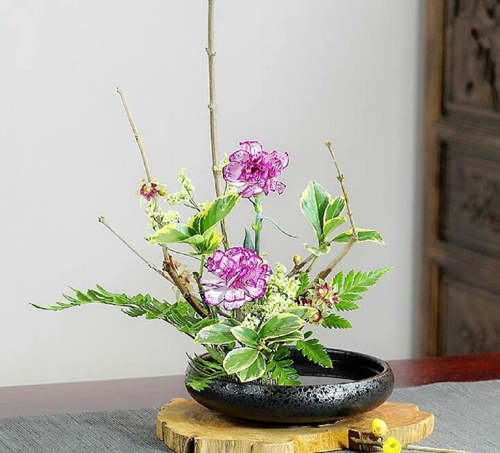 楽天市場】水盤 陶器 生花用の花器 セラミックス ブラック 花瓶 花器 