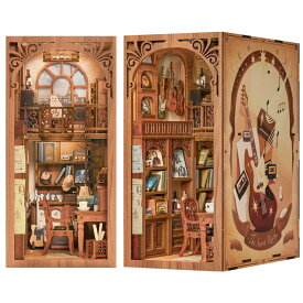 ミニチュア ドールハウス キット 音楽テーマ ブックスタンド 本棚の装飾品 ドールハウス DIYクラフト 手作り木製ギフトドールハウス 初心者