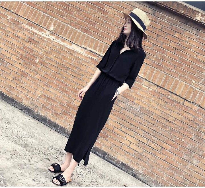 楽天市場 ワンピース Hライン 痩せ感up スリット入り スリム レディース ボダン付き ポケット付きウェスト Hラインワンピ ゆるい ワンショルダー ワンピース 無地 シンプル７分丈袖 ワンピース ペンシル スカート バーゲン ホワイトデー 母の日 ギフト 6 Six Shop