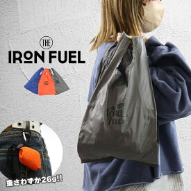 1000円ポッキリ 送料無料 IRON FUEL エコバッグ カラビナフック付き 折りたたみ コンパクト 軽量 ベルトループ コンビニ 買い物 おしゃれ かっこいい レディース 男前 ヴィンテージ