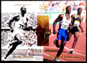 UPPER DECK OLYMPICARD�i�A�b�p�[�f�b�L�I�����s�b�N�J�[�h�jBERLIN 1936 Jesse Owens ATLANTA 1996 Michael Johnson