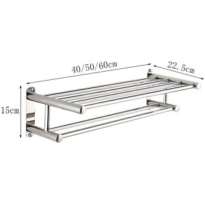 タオルホルダー、ホテルエンジニアリングタオル棚、バスルームオーガナイザー、ステンレススチール壁掛けタオルホルダー、2層バスタオル