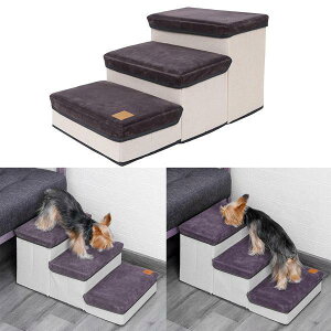 洗えるカバー付きの犬用階段 犬用スロープはしご 登るためのポータブル