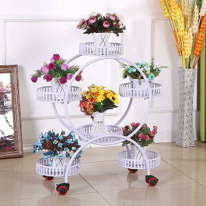 フラワースタンド アイアン プランタースタンド キャスター付き ガーデンラック 6段 屋外 室内 おしゃれ 植物棚 ベッドルーム、リビング