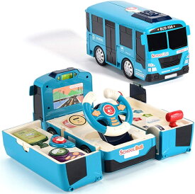 子供のハンドルおもちゃ赤ちゃん漫画変形バスシミュレーション副操縦士おもちゃ車パズル男の子女の子ゲームプレイ早期教育