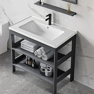 洗面台 洗面ボウル 陶器洗面化粧台 手洗い器 独立洗面台 手洗い器 洗面所 収納 キャビネット、温水・冷水栓付、排水金具、ホテル、喫茶店、洗面所、お、ガーデン シンク キッチン シンク