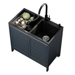 洗面台 シンクコンボ付、床置き洗面台シンク化粧台、自立型バスルーム洗面化粧台スペースアルミニウム収納キャビネットコンボ、水はね防止、温水・冷水栓付、排水金具(洗面台・カウン