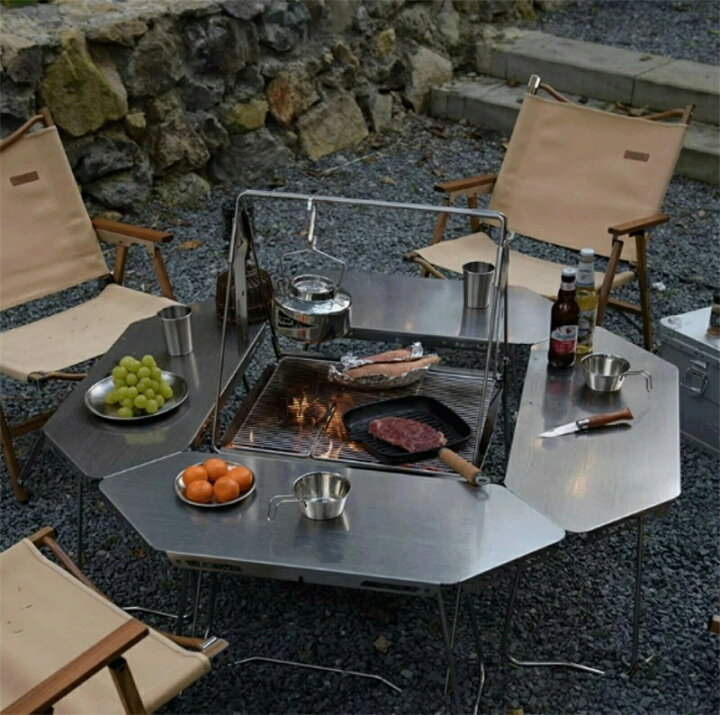 楽天市場】屋外バーベキューテーブル ステンレススチール bbq 